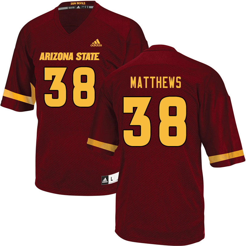 Men #38 Damon Matthews Arizona State Sun Devils College Football Jerseys Sale-Maroon